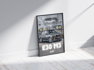 BMW M3 E30 Plakat w Ramce