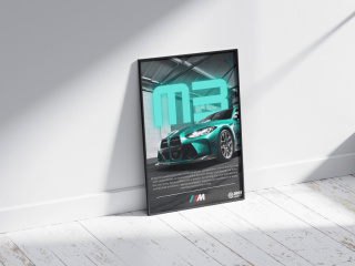 BMW M3 G80 Plakat w Ramce (zielony)
