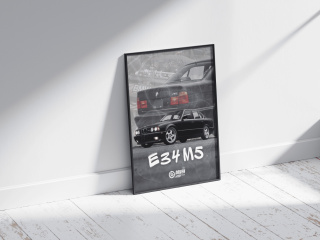 BMW M5 E34 Plakat w Ramce (czarny)
