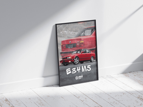 BMW M5 E34 Plakat w Ramce