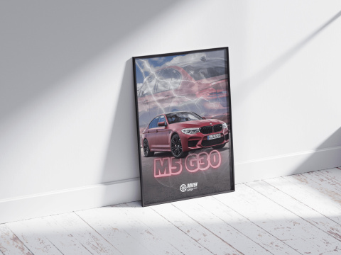 BMW M5 G30 Plakat w Ramce