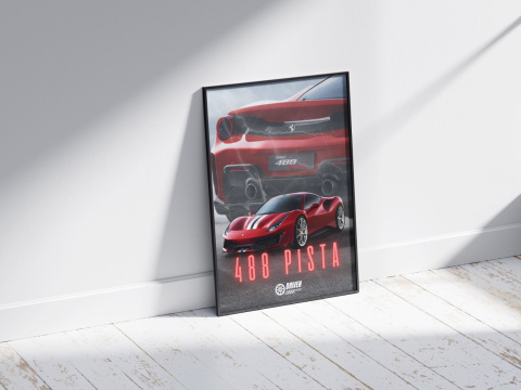 Ferrari 488 Pista Plakat w Ramce