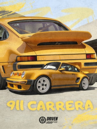 Porsche 911 Singer Plakat w Ramce (żółty)