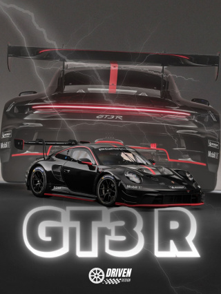 Porsche GT3R Plakat w Ramce (czarny)